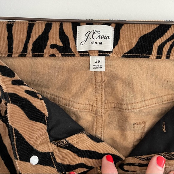 J. Crew Animal Print Toothpick High Waisted Corduroy Women's Size 29 - Picture 2 of 8